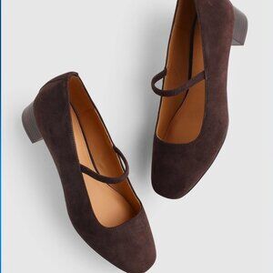 Madewell Greta Dark Roast Brown Suede Pump Women's Size 8.5 Square Toe NEW